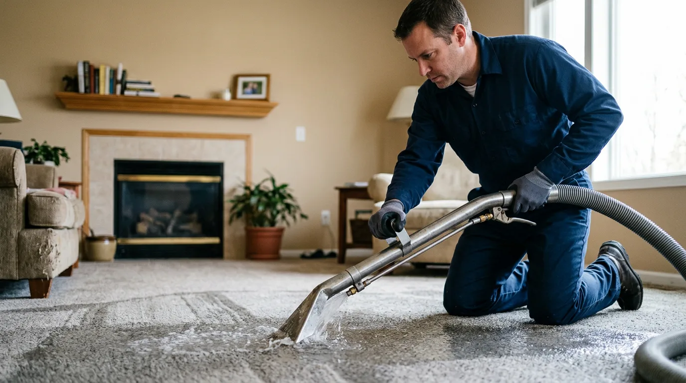Water damage restoration technician working near Buna, TX